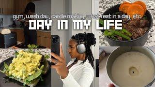 day in my  life: gym, wash day, candle making, what i eat in a day  10k subs!