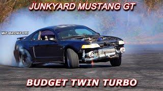 We took the Twin Turbo Junkyard Mustang Drifting! Plus Drag/Drift Barrel Race