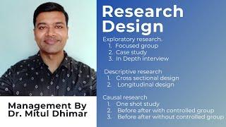 Classification of Research design (3 types) Exploratory, Descriptive, casual research