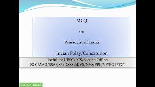 President MCQ-Indian Polity and Constitution