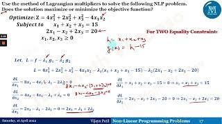 Solving Non-Linear Programming Problems with Lagrange Multiplier Method