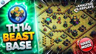 The ULTIMATE TH14 HARD MODE WAR BASE with LINK 2024 | Town Hall 14 War Base ANALYSIS + PROOF Replays