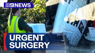 Doctors attempt to reattach surfer’s leg that was bitten off by shark | 9 News Australia