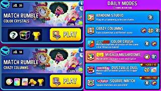 daily modes & rumble | party square rainbow | show down color crush | crazy columns | knockout