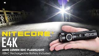 NITECORE E4K 4400 Lumen EDC Flashlight w/ USB-C Rechargeable 21700 Battery