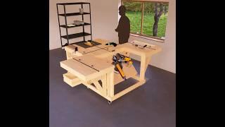 DIY Mobile Garage Workbench Plans, Versatile Station with Miter Saw Area #woodworking #workbench