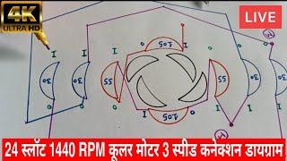 24 SLOT 1440 RPM COOLER MOTOR 3 SPEED CONNECTION DIAGRAM (3 स्पीड कूलर मोटर कनेक्शन डायग्राम)