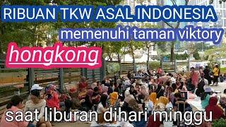 BEGINILAH SUASANA  TKW HONGKONG LIBUR DI HARI MINGGU. RAMAI BANGET 