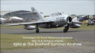 [4k] Captured MiG flies at Duxford! American Captured USAF MiG 15 and RAF Vampire at Duxford Airshow