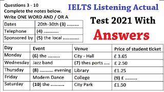 Ielts Listening Actual Test 2021 With Answers | 05.03.2021 | Recent Exam