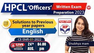 HPCL Solutions to Previous year papers | English #hpcl #live | Civil 2022 shift 01