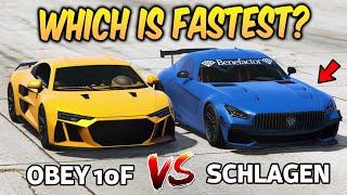 GTA 5 ONLINE - OBEY 10F VS SCHLAGEN GT (WHICH IS FASTEST?)