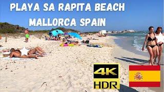 MALLORCA, Playa Sa Rapita Beach in August Walk beach in 4k // Best Beaches in Spain 2021