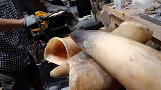 The process of making ox horn crafts. Amazing Korean ox-horn sheet handicrafter