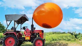 Monster Balloon VS Tractor Experiment  Biggest Monster Balloon VS Tractor | Telugu Experiments