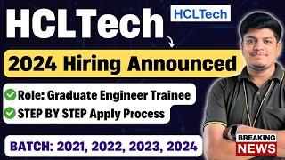 HCLTech 2024 GET Mass Hiring Announced | Biggest Breaking News | 2021, 2022, 2023, 2024 BATCH Hiring