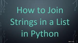 How to Join Strings in a List in Python