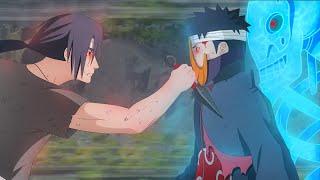 Itachi vs Obito - Itachi uses mangekyou Sharingan and Amaterasu to defeat Obito Uchiha