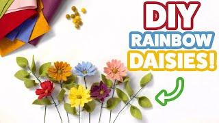 How to make Rainbow Daisies Felt Flowers - Part 1 - DIY Felt Flower Daisy Bouquet