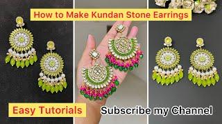 Easy & Beautiful Kundan Stone Earrings Making At Home | Handmade Earrings | Diy By Kavita