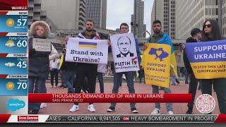 Another large crowd gathers in San Francisco demanding end of Russian invasion of Ukraine