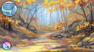 Autumn landscape. Speed painting with Krita. Time lapse video.