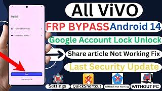 Share article Not Working Fix All Vivo FRP Bypass Android 14 Without PC | All Vivo FRP/Google Unlock