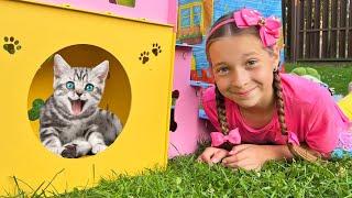 Котенок потерялся! София строит игровой домик для домашнего питомца