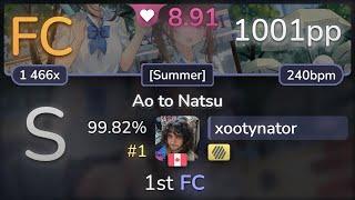 8.9⭐ xootynator | Mrs. GREEN APPLE - Ao to Natsu [Summer] +HD 99.82% FC #1 | 1001pp - osu!