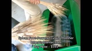 FOOT-POWERED GRAIN THRESHER