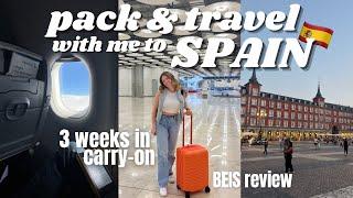 PACK WITH ME FOR SPAIN  landing in Madrid, outfits & airplane essentials + BEIS review