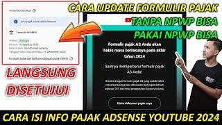 Cara Mengisi Info Pajak Adsense Youtube Di Google Adsense & Update Pajak Terbaru 2024 Lengkap