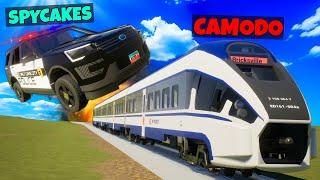 TRAIN CRASH During Police Chase in Lego City! (Brick Rigs Multiplayer)