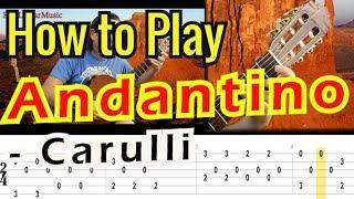 How to play Andantino - F. Carulli // Guitar Tutorial // TAB on Screen