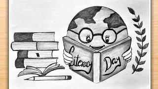 World Literacy Day Drawing Easy | How To Draw International Literacy Day Poster Step by Step