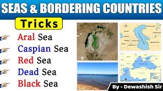 Important Seas & Surrounding Countries | World Geography Map | Geography Through Trick | Dewashish