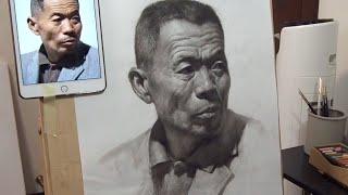 Portrait drawing demonstration with pencil