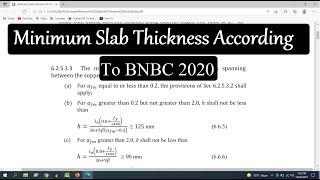 Minimum Slab Thickness According to BNBC 2020 #ACI_Code