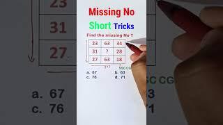 Q.320 Missing Number Reasoning Short Tricks in hindi | RRB, SSC, SSGD, #ssccgl #ssc #sscchsl