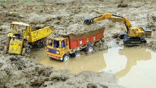 JCB Loading Mud Tata Truck And Mini Tractor | jcb ki khudai | Mt Tractor | Cs Toy