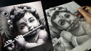 Krishna ji Drawing Step by Step || How to draw Krishna ji || Shading Tutorial 