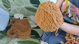 шапка с ушками из Alize puffy.