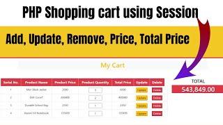 Add To Cart in PHP | Sopping Cart in PHP using Session |shopping cart tutorial PHP | Part-4