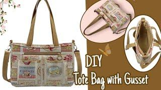 DIY Cara Membuat Tas/Simple Tote Bag/Tote Bag with Gusset Tutorial & Pattern