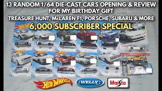 Opening 13 Die-cast Cars Review on My Birthday (Hot Wheels, TH, McLaren & MORE) | 6K SUBS SPECIAL