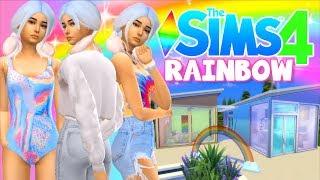 RAINBOW SIMS CAS Challenge! RAINBOW outfits + tiny house!
