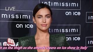 Busty Irina Shayk Stuns In Plunging Emerald Green Gown Slashed Daringly High On The Thigh