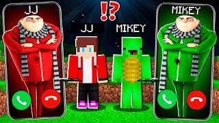 JJ Creepy Gru vs Mikey Gru CALLING to JJ and MIKEY at Night ! - in Minecraft Maizen