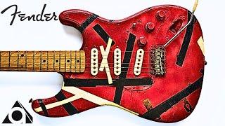 某ギタリスト風に塗装されたギターを元の状態に戻しました-guitar painted in EVH style be cleaning to its original state.-