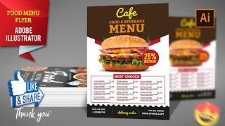 Create Food Menu Flyer Design in Adobe Illustrator  Adobe Tutorial